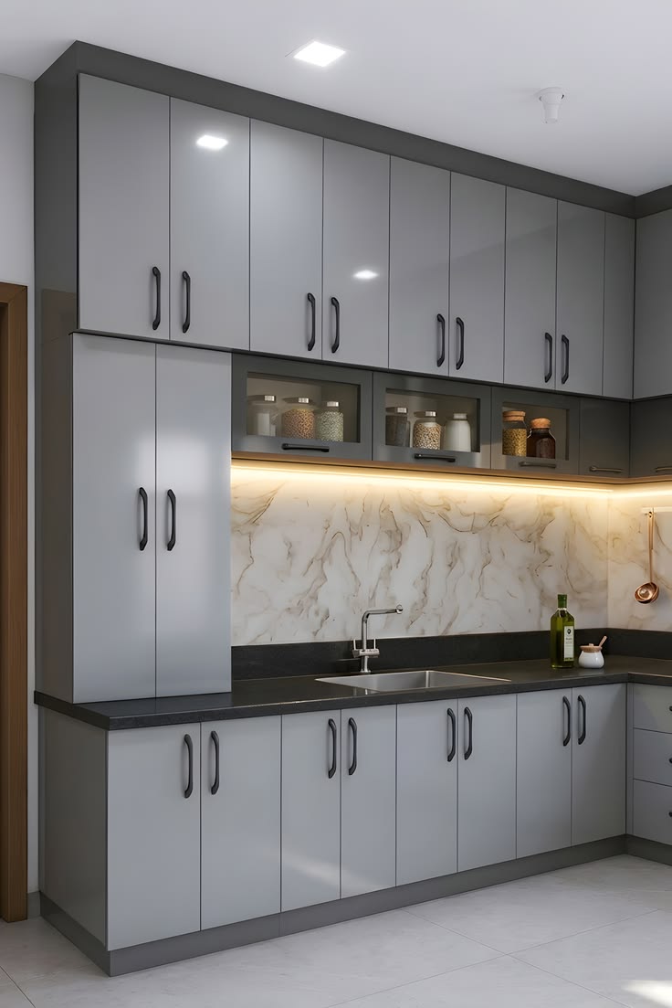 sleek grey modern kitchen design